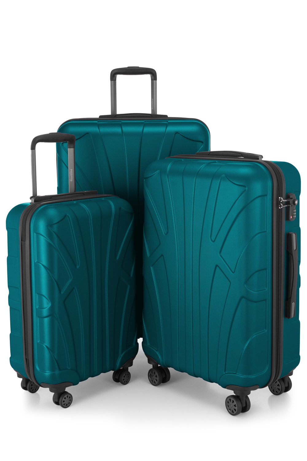 Suitline - 3er Kofferset, Hartschale ABS, Koffergrößen S/M/L TSA-Zahlenschloss -  Aquagrün