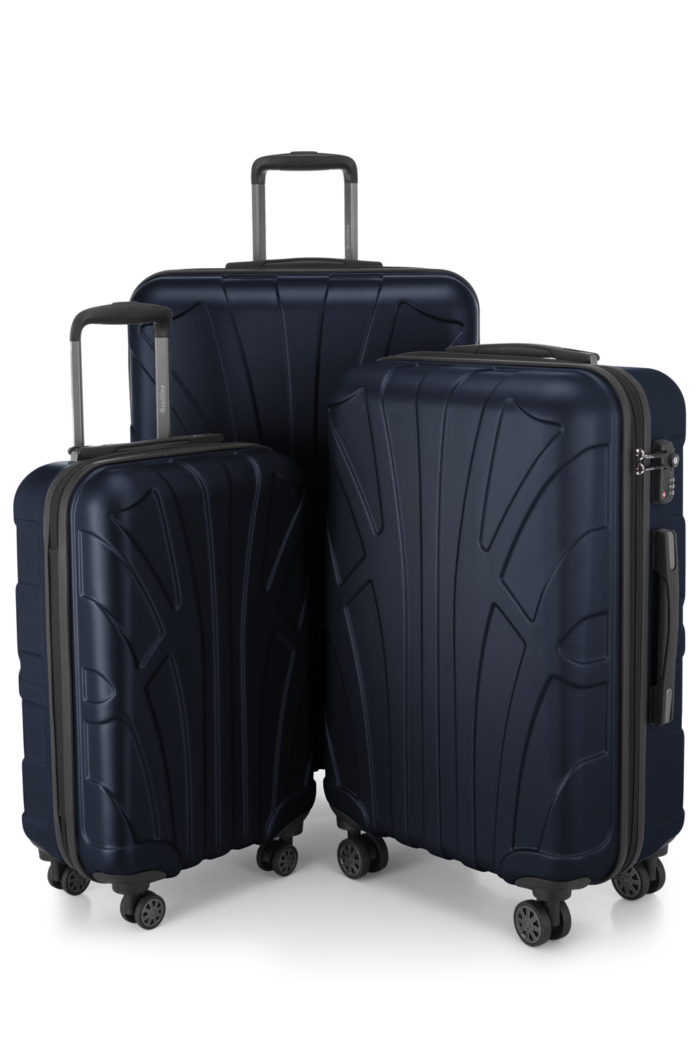 Kofferset 3 teilig, Hartschale ABS, Koffergrößen S/M/L, TSA-Zahlenschloss -  Dunkelblau