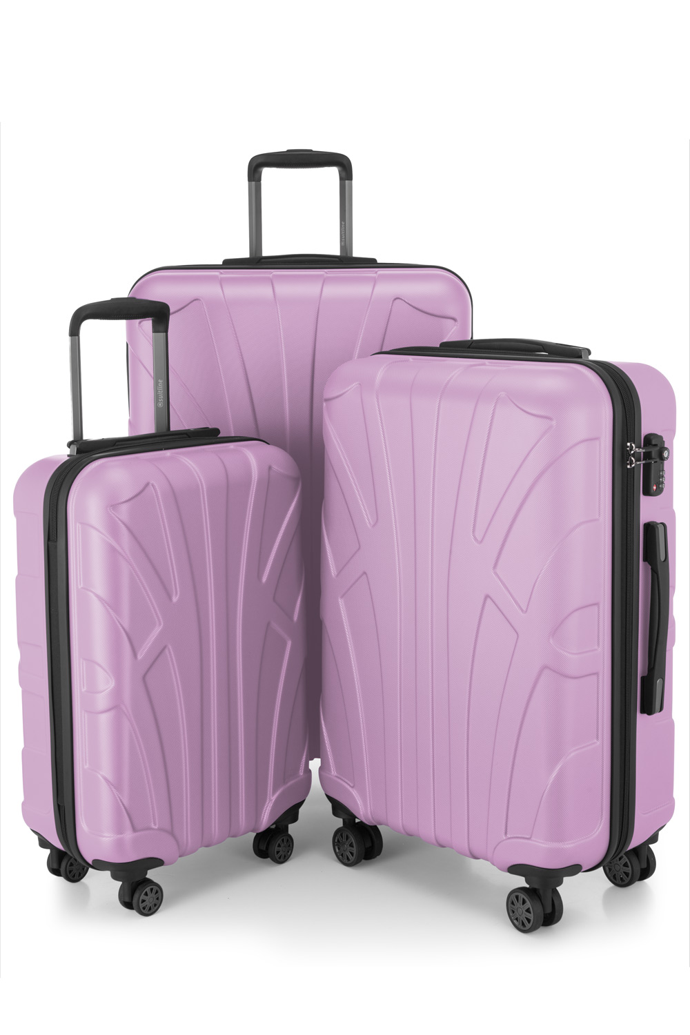 Kofferset 3 teilig, Hartschale ABS, Koffergrößen S/M/L, TSA-Zahlenschloss -  Flieder