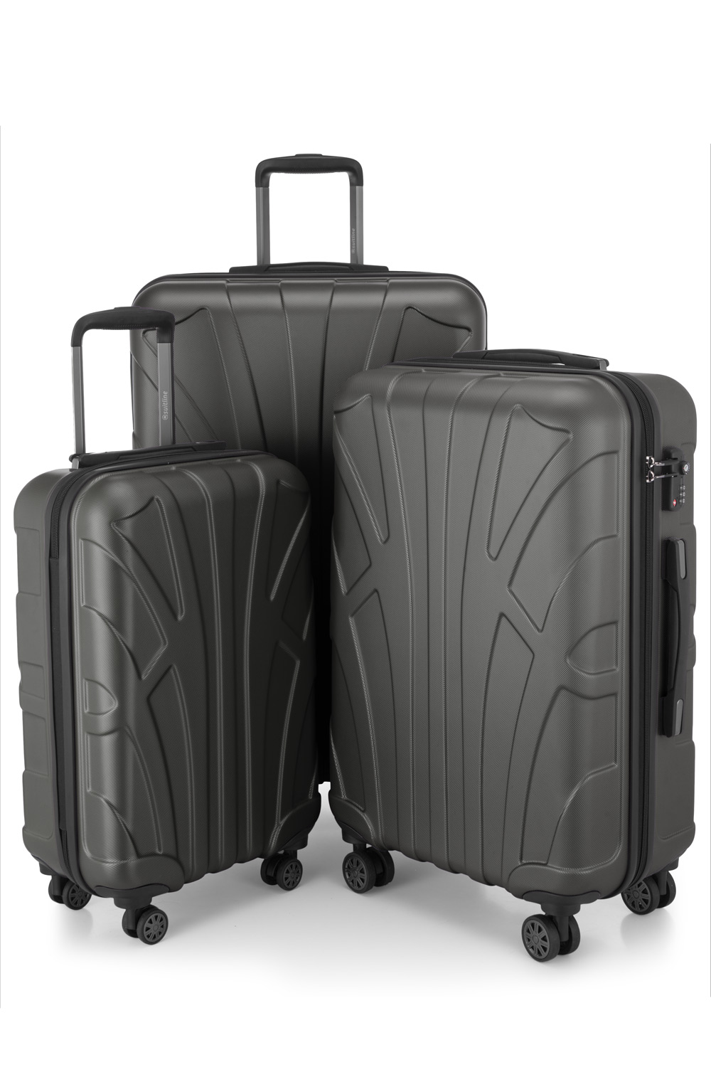 Kofferset 3 teilig, Hartschale ABS, Koffergrößen S/M/L, TSA-Zahlenschloss -  Graphit