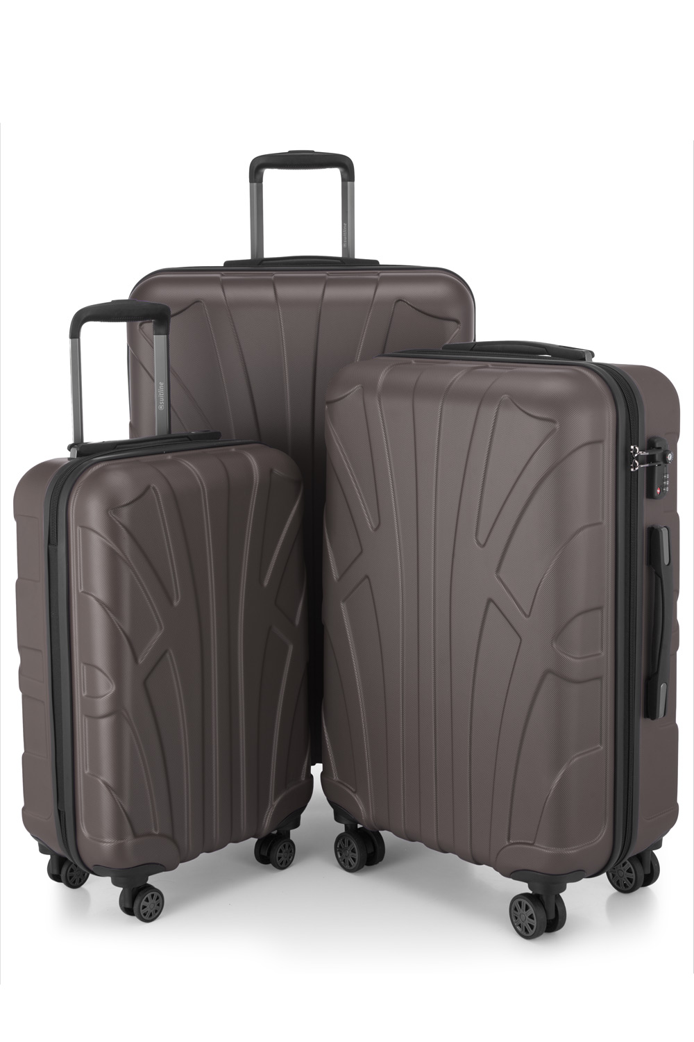 Kofferset 3 teilig, Hartschale ABS, Koffergrößen S/M/L, TSA-Zahlenschloss -  Titan