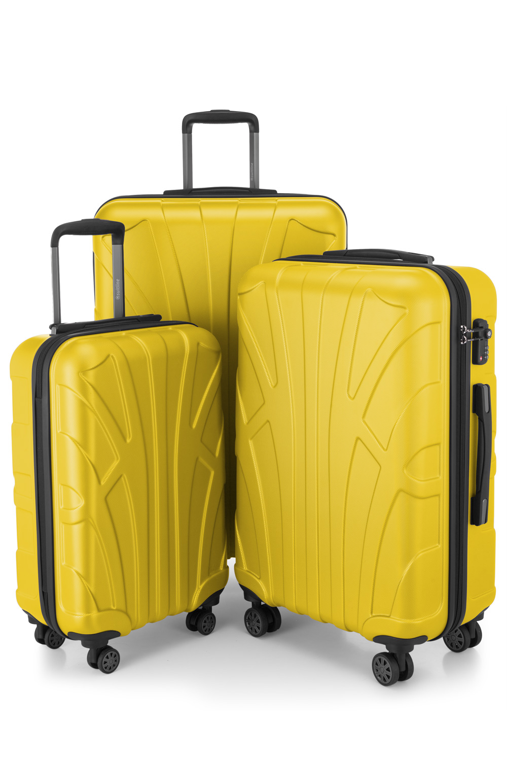 Kofferset 3 teilig, Hartschale ABS, Koffergrößen S/M/L, TSA-Zahlenschloss -  Gelb