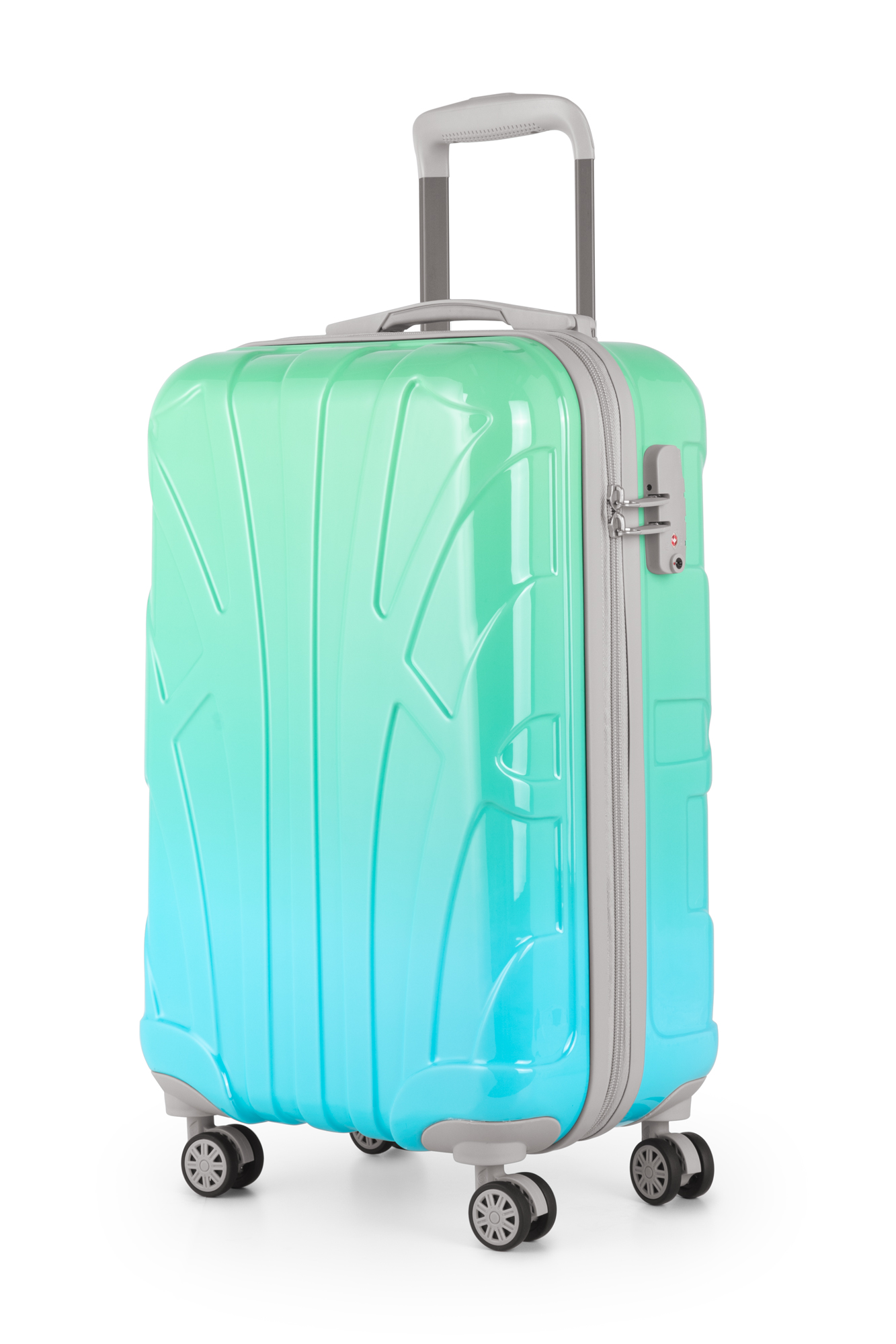 Kabinenkoffer Handgepäck 55x35x20 cm, Trolley Hartschale glänzend Farbverlauf, TSA, Größe S